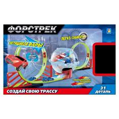 Трек-автодром 1TOY с 2 машинками, сферой и 2 виражами