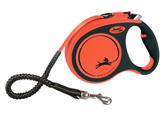 Поводок-рулетка flexi, Xtreme tape L 5м, до 65кг, черный, оранжевый