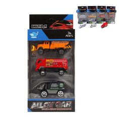 Игровой набор Наша Игрушка Транспортные средства, 3 штуки, 1:64, металлические JP062