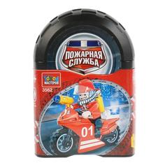 Конструктор Город мастеров пожарник на мотоцикле, с фигуркой, 19дет. в банке