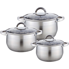 Набор кастрюль WEBBER BE-617/6 из нержавеющей стали 6 пр. 2,9л, 5,1л, 6,6л