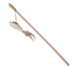 Игрушка для кошек Грызлик Ам Птичка ECO дразнилка с перьями и колокольчиком 40 см