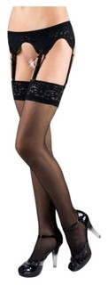 Чулки с кружевной резинкой и пояс SoftLine Collection, черный, L