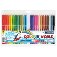 Фломастеры Centropen Colour World трехгранные смываемые 24 цвета