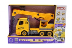 Funky Toys Грузовик-конструктор с подъемным краном, фрикционный, свет, звук, 1:12