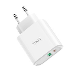 Сетевое зарядное устройство Hoco C57A, 1xUSB; 1xUSB Type-C, 3,1 A, white