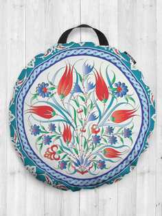 Декоративная подушка сидушка JoyArty "Цветущая тарелка" на пол круглая, 52 см