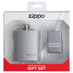 Подарочный набор: фляжка 89 мл и зажигалка в коробке с подвесом ZIPPO 49358 Original