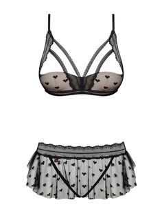 Пикантный комплект белья Obsessive Heartia черный S/M
