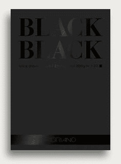 Альбом для эскизов и зарисовок BlackBlack, 42x59,4 см, 20 листов, 300 г/м2, черная бумага Fabriano