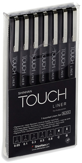 Набор линеров Touch Liner, цвет: чёрный, 0,05-0,8 мм, 7 штук