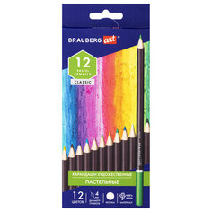 Карандаши цветные пастельные художественные BRAUBERG ART CLASSIC, 12 цветов, грифель