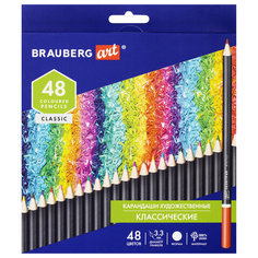 Карандаши цветные художественные BRAUBERG ART CLASSIC, 48 цветов, МЯГКИЙ грифель 3,3