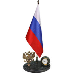 Настольные часы "Российская Федерация" из бронзы и змеевика (33,5 см) No Brand