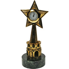 Настольные часы "Кремлёвская звезда" из бронзы и змеевика (13 см) No Brand