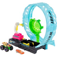 Игровой набор Hot Wheels Монстр-трак Автотрек Мертвая петля светящийся в темноте HBN02 Mattel