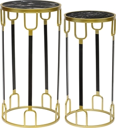 Подставка интерьерная с черным мрамором, набор 2 предмета Glasar 54-139/138 ГЛАСАР