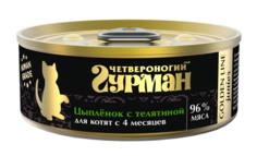 Влажный корм для кошек Четвероногий Гурман GOLDEN LINE ; цыпленок; телятина; 24шт; 100г