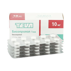 Бисопролол-Тева таблетки 10 мг 50 шт. Teva