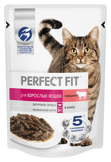 Влажный корм для кошек Perfect Fit Adult , говядина, 1шт, 75г