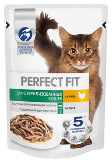 Влажный корм для кошек Perfect Fit Sterile , курица, 1шт, 75г