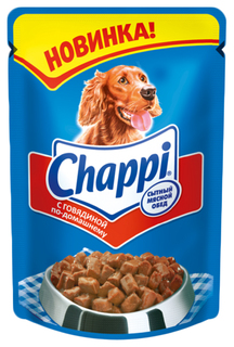 Влажный корм для собак Chappi Сытный мясной обед , говядина, 1шт, 85г