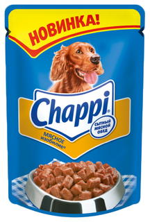 Влажный корм для собак Chappi Сытный мясной обед , мясо, 1шт, 85г