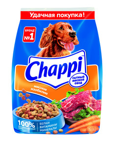 Сухой корм для собак Chappi Сытный мясной обед, Мясное изобилие с овощами и травами, 600г