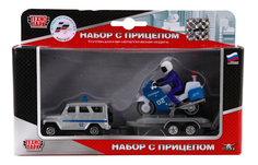 Игровой набор Технопарк УАЗ с Мотоциклом на прицепе Полиция