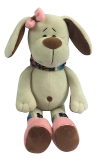 Мягкая игрушка Teddy Собака с розовым бантом, 17 см
