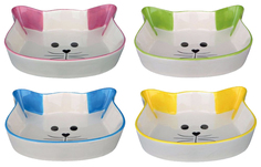 Одинарная миска для кошек TRIXIE Cat face, керамика, белый, 0.25 л