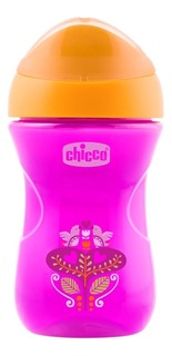 Поильник Chicco 266 мл с 12 мес розовый Цветочек