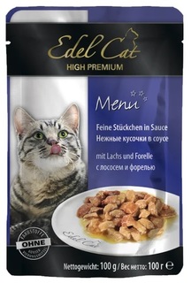 Влажный корм для кошек Edel Cat Menu, с лососем и форелью в соусе, 20шт по 100г