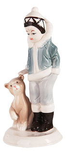 Керамическая рождественская фигурка Девочка с медведем 18,5 см Snowmen Е92355