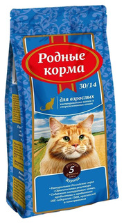 Сухой корм для кошек Родные корма, для стерилизованных, курица, 0,409кг