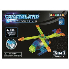 Светящийся конструктор 3 в 1 Вертолет, 47 деталей Crystaland