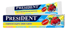 Детская зубная паста PRESIDENT Kids со вкусом клубники (без фтора) 50 мл