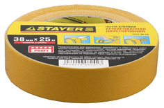 Двухсторонняя клейкая лента на тканевой основе Stayer "PROFI", 38мм х 25м