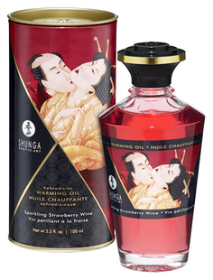 Массажное масло Shunga с ароматом клубничного вина 100 мл