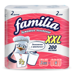 Бумажные полотенца FAMILIA 2 слоя 2 рулона XXL