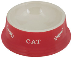 Миска для кошек Nobby с рисунком Cat, керамическая, красная, 14x4,8 см