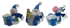Игрушка новогодняя Snowmen Новогодняя мягкая игрушка с ведерком Е80722 18 см