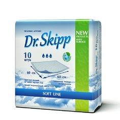 Пеленки гигиенические супервпитывающие одноразовые Dr.Skipp 60x60, 10 шт.