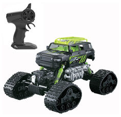 Краулер р/у Вездеход, аккум., 4WD, гусеницы + доп.комплект колес, черн.-зел. Пламенный мотор
