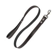 Поводок для собак HOMEPET, простроченный, кожаный, черный, 20 мм х 120 см