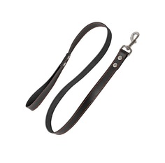 Поводок для собак HOMEPET, простроченный, кожаный, черный, 25 мм х 120 см