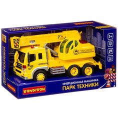 Инерционная машинка Bondibon «ПАРК ТЕХНИКИ», кран погрузчик, свет, звук BOX 32,5х12х19