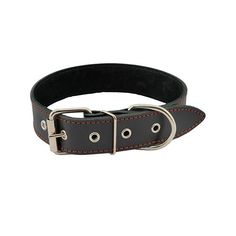 Ошейник Homepet кожаный простой двойной простроченный для собак (35-47см, Черный)