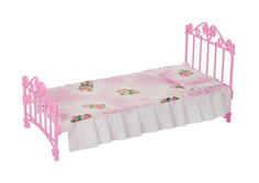 Кукольная кроватка Огонек с постельным бельем розовая ОГОНЕК.