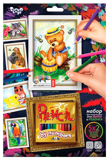 DANKO TOYS Набор для раскраски карандашами по номерам Медвежонок 2 PBN-01-08